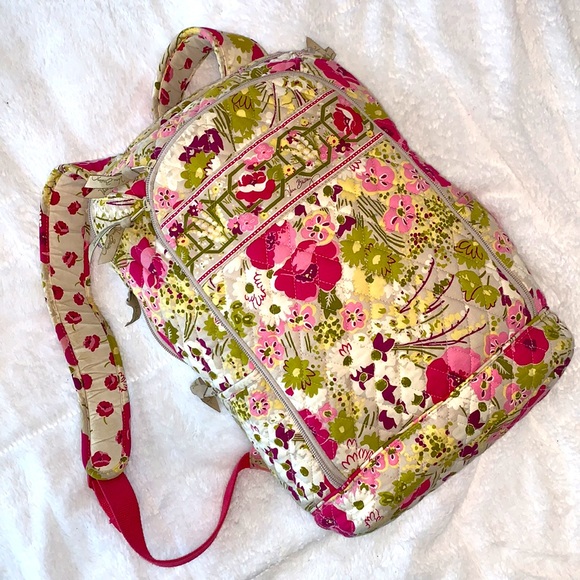 Vera Bradley Floral Laptop Backpack in Pinks greens grays & yellows - Picture 2 of 6